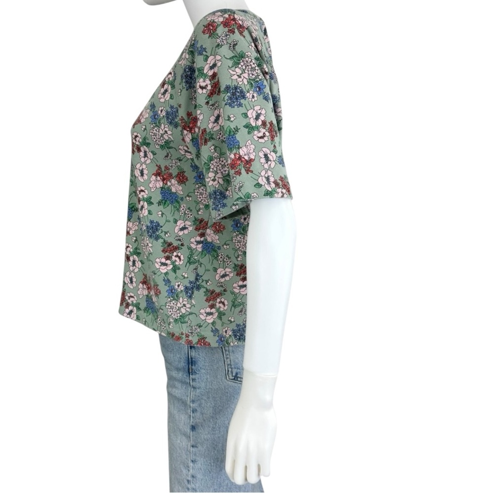Eva Franco Green Floral Print Knit Top Size S A0035 - Picture 4 of 11